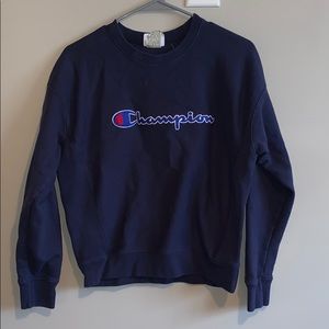 navy blue champion sweatshirt